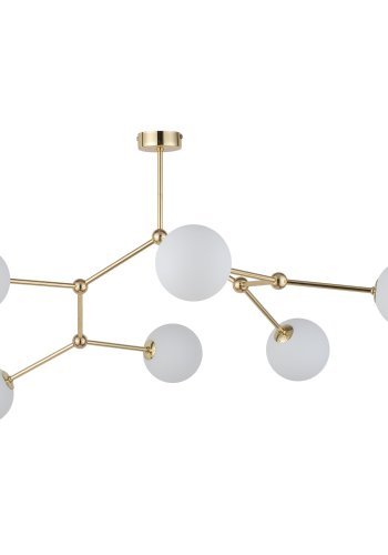 TK Fairy loftlampe, m. 6 skrme - hvid glas og guld metal