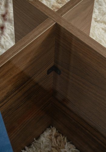 NORDVÄRK Vetrino sofabord, rektangulr - glas og valnddefarvet melamin (105x65)