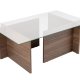 NORDVÄRK Vetrino sofabord, rektangulr - glas og valnddefarvet melamin (105x65)