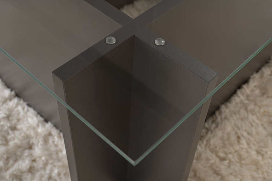 NORDVÄRK Vetrino sofabord, rektangulr - glas og antracitgr melamin (105x65)