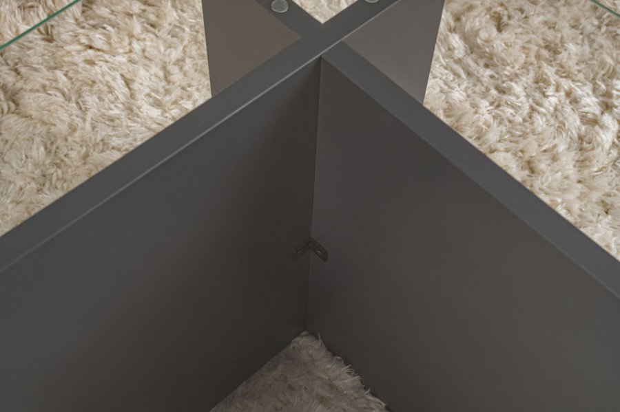 NORDVÄRK Vetrino sofabord, rektangulr - glas og antracitgr melamin (105x65)