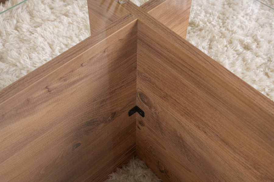 NORDVÄRK Vetrino sofabord, rektangulr - glas og Atlantisk fyrretr melamin (105x65)