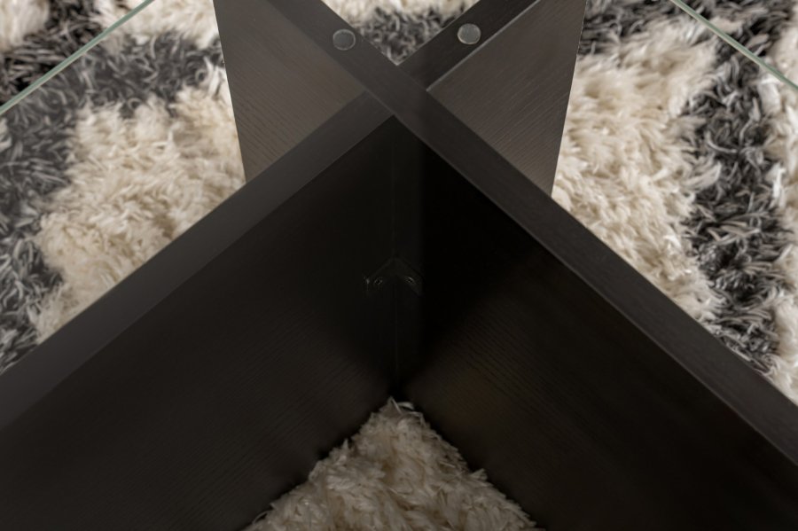 NORDVÄRK Flavio sofabord, rektangulr - glas og sort tr melamin (105x65)