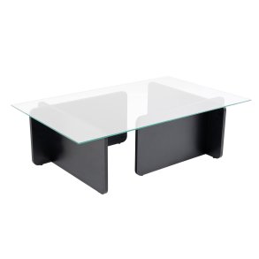 NORDVÄRK Flavio sofabord, rektangulr - glas og sort tr melamin (105x65)