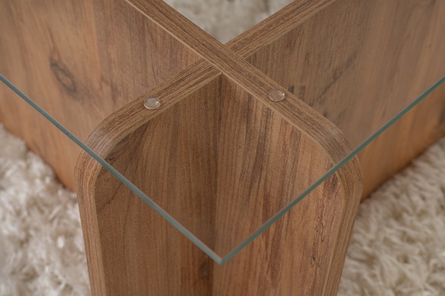 NORDVÄRK Flavio sofabord, rektangulr - glas og Atlantic Pine melamin (105x65)