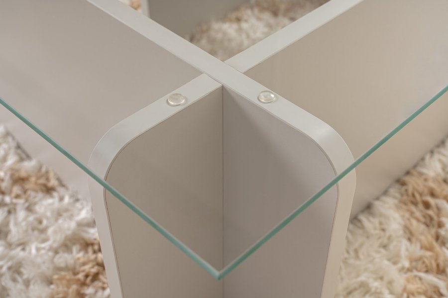 NORDVÄRK Flavio sofabord, rektangulr - glas og gr melamin (105x65)