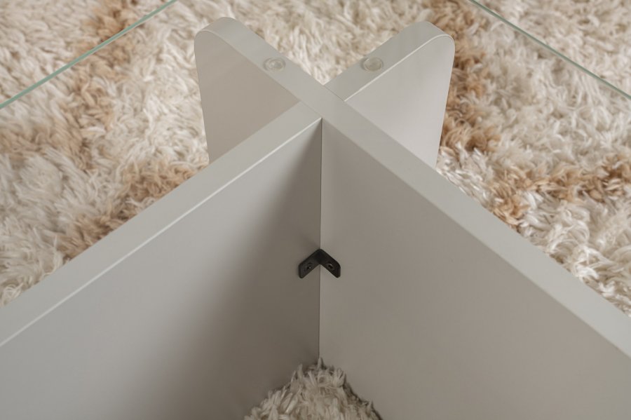 NORDVÄRK Flavio sofabord, rektangulr - glas og gr melamin (105x65)