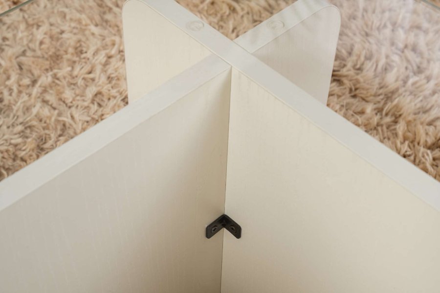 NORDVÄRK Flavio sofabord, rektangulr - glas og hvid tr melamin (105x65)