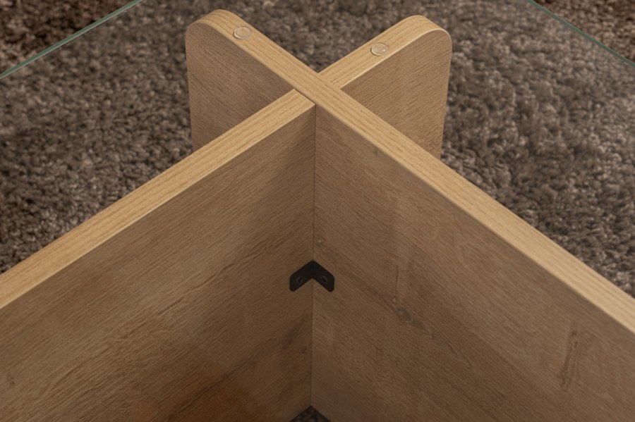 NORDVÄRK Flavio sofabord, rektangulr - glas og Honey Oak melamin (105x65)