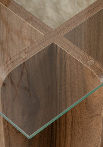 NORDVÄRK Flavio sofabord, rektangulr - glas og valnd melamin (105x65)