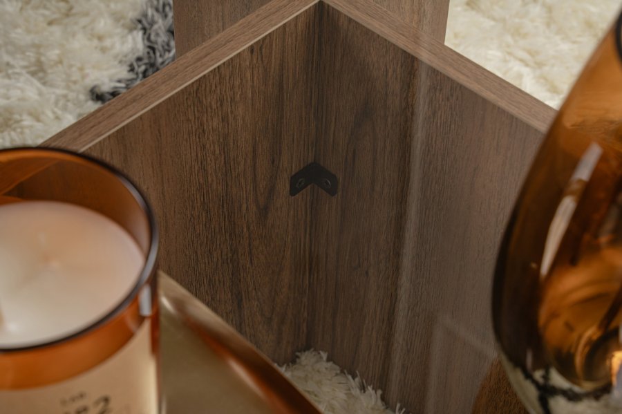 NORDVÄRK Flavio sofabord, rektangulr - glas og valnd melamin (105x65)