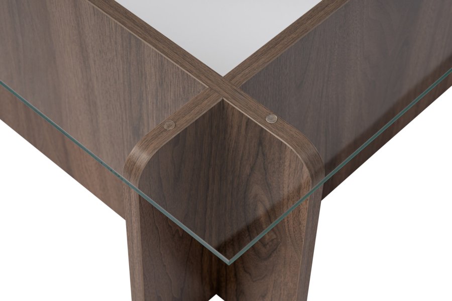 NORDVÄRK Flavio sofabord, rektangulr - glas og valnd melamin (105x65)