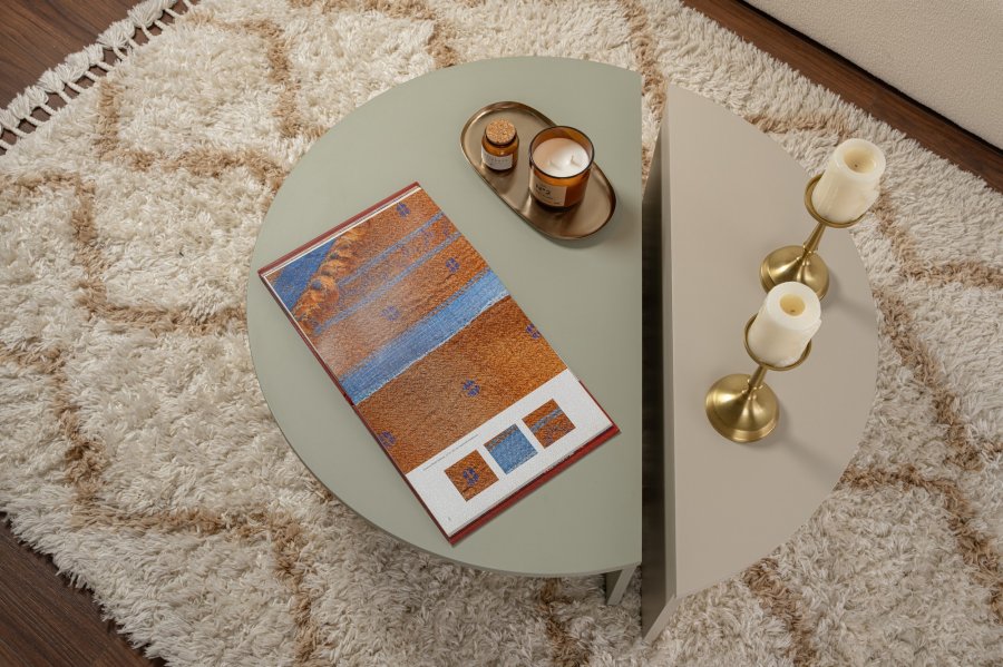 NORDVÄRK Orion sofabord - askegrn og sandsten melamin (st med 2)