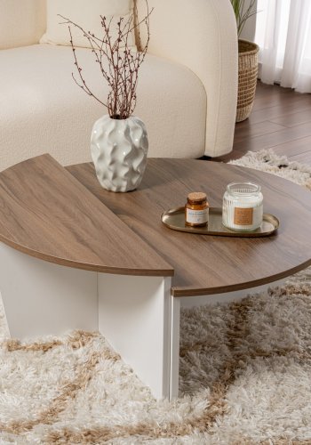 NORDVÄRK Orion sofabord - valndfarvet og hvid melamin (st med 2)