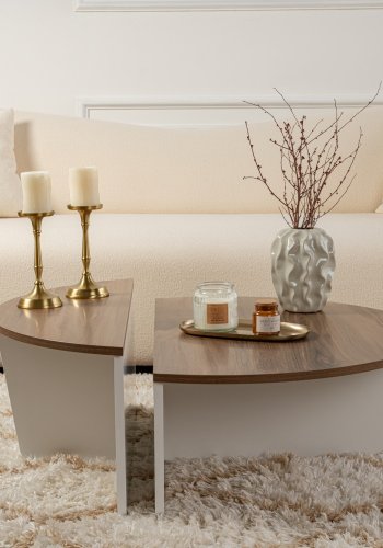 NORDVÄRK Orion sofabord - valndfarvet og hvid melamin (st med 2)