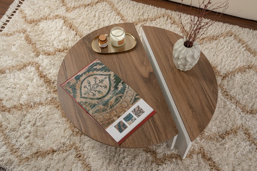 NORDVÄRK Orion sofabord - valndfarvet og hvid melamin (st med 2)