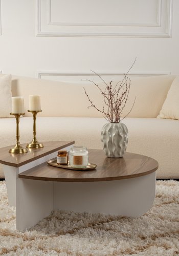 NORDVÄRK Orion sofabord - valndfarvet og hvid melamin (st med 2)