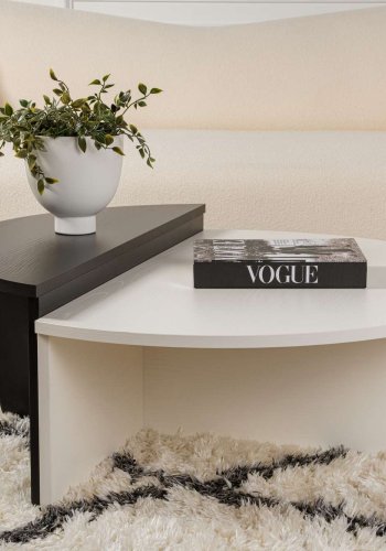 NORDVÄRK Orion sofabord - hvid tr og sort tr melamin (st med 2)