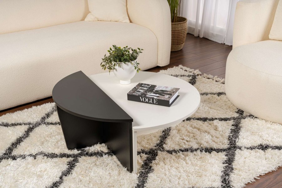 NORDVÄRK Orion sofabord - hvid tr og sort tr melamin (st med 2)