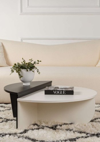 NORDVÄRK Orion sofabord - hvid tr og sort tr melamin (st med 2)