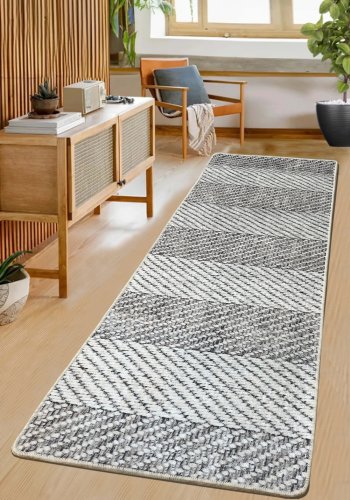 TEPPI Tresse Hall gulvtppe m. striber, rektangulr - multifarvet bomuld og chenille (80x200)