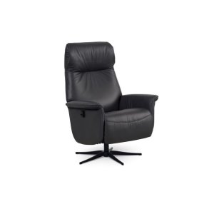 Tristan recliner stol, manuel, m. vippefunktion, fodskammel og armln - sort lder/PVC