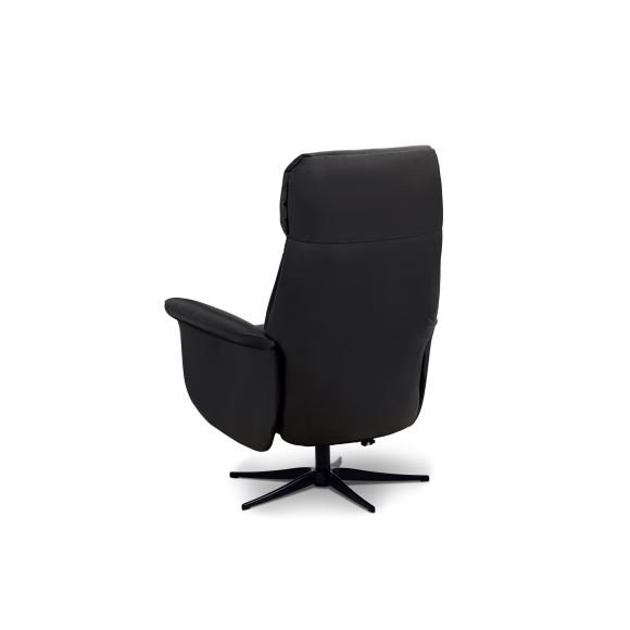 Tristan recliner stol, manuel, m. vippefunktion, fodskammel og armln - sort lder/PVC