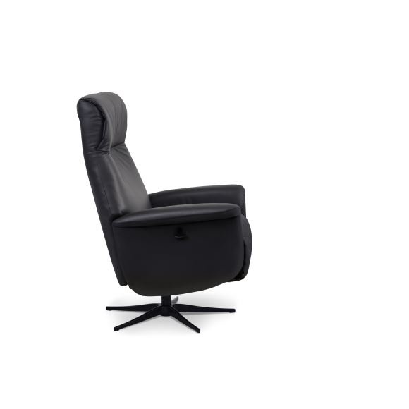 Tristan recliner stol, manuel, m. vippefunktion, fodskammel og armln - sort lder/PVC