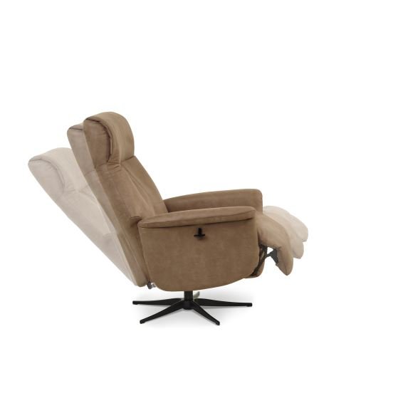 Tristan recliner stol, manuel, m. vippefunktion, fodskammel og armln - mandel mikro lder bull