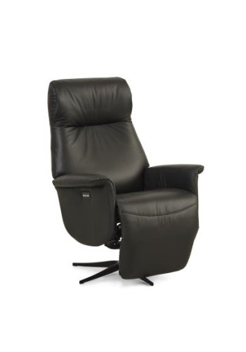 Tristan recliner stol, m. 2 motorer, vippefunktion, fodskammel og armln - sort lder/PVC