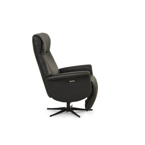 Tristan recliner stol, m. 2 motorer, vippefunktion, fodskammel og armln - sort lder/PVC