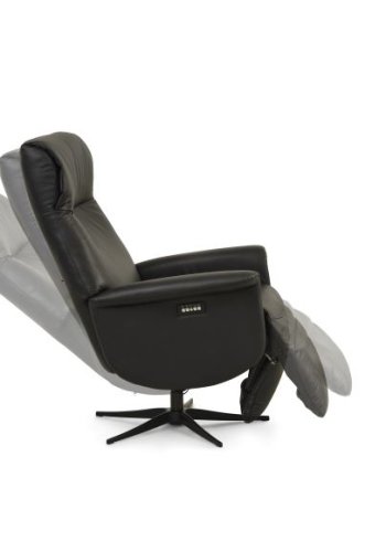 Tristan recliner stol, m. 2 motorer, vippefunktion, fodskammel og armln - sort lder/PVC