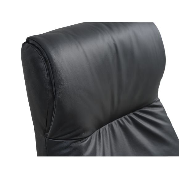 Tristan lnestol, m. fodskammel, vippefunktion, armln - sort lder/PVC og sort metal