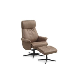 Tristan lnestol, m. fodskammel, vippefunktion, armln - mandel micro lder bull og sort metal