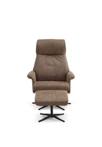 Tristan lnestol, m. fodskammel, vippefunktion, armln - mandel micro lder bull og sort metal