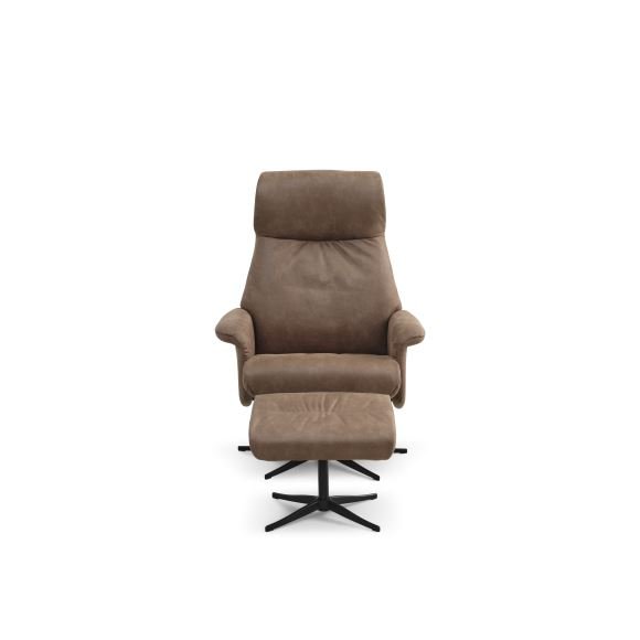 Tristan lnestol, m. fodskammel, vippefunktion, armln - mandel micro lder bull og sort metal