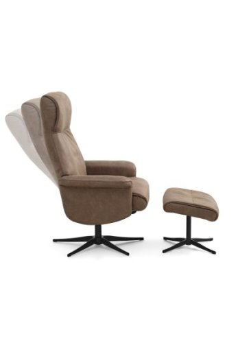 Tristan lnestol, m. fodskammel, vippefunktion, armln - mandel micro lder bull og sort metal