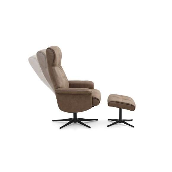 Tristan lnestol, m. fodskammel, vippefunktion, armln - mandel micro lder bull og sort metal