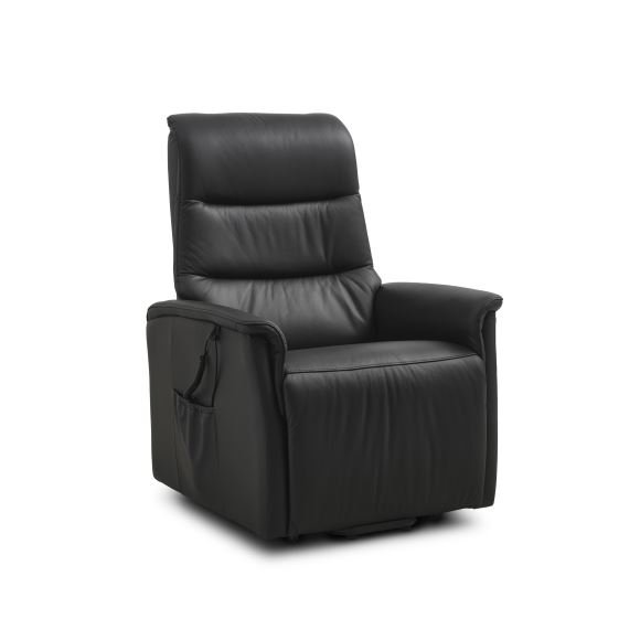 Max recliner stol, m. 2 motorer, sdelft, vippefunktion, fodskammel og armln - sort lder/PVC