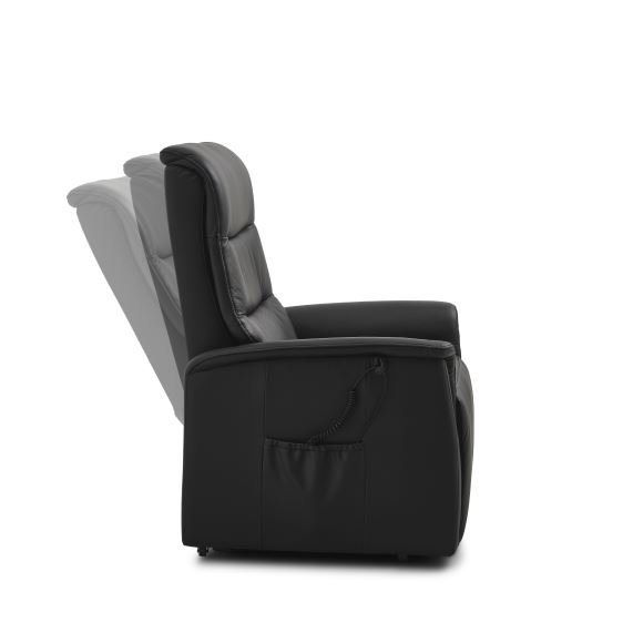 Max recliner stol, m. 2 motorer, sdelft, vippefunktion, fodskammel og armln - sort lder/PVC