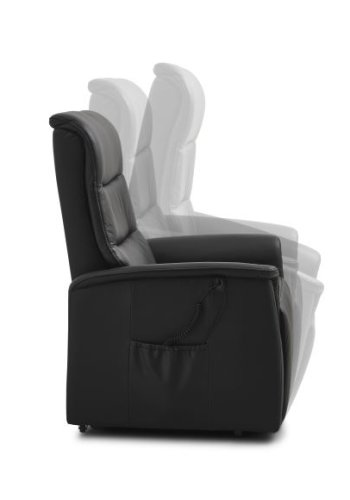 Max recliner stol, m. 2 motorer, sdelft, vippefunktion, fodskammel og armln - sort lder/PVC