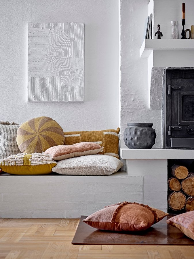 BLOOMINGVILLE Cea Pude, Gul, Bomuld W: 45cm, L: 45cm