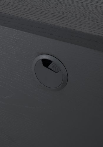 Tokyo TV-bord, m. 2 lger, 1 skuffe og 1 bent rum - sort egefinér og metal (160x45)