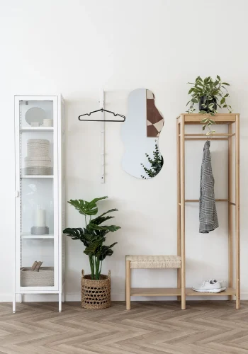 HOUSE NORDIC Ember tjstativ, m. naturflettet bnk, 1 bjlestang og 1 hylde - natur bambus