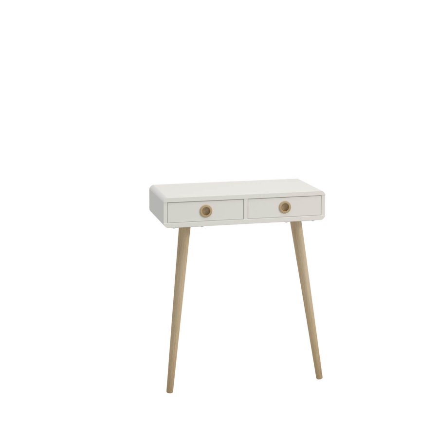 STEENS Softline konsolbord, m. 2 skuffer - hvid MDF og natur egetr (65x30)