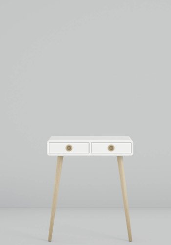 STEENS Softline konsolbord, m. 2 skuffer - hvid MDF og natur egetr (65x30)