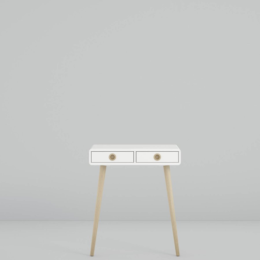 STEENS Softline konsolbord, m. 2 skuffer - hvid MDF og natur egetr (65x30)