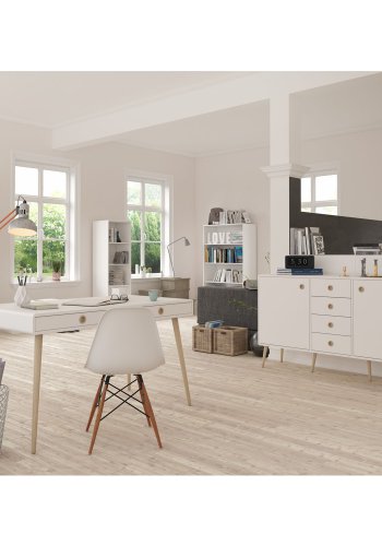 STEENS Softline konsolbord, m. 2 skuffer - hvid MDF og natur egetr (65x30)