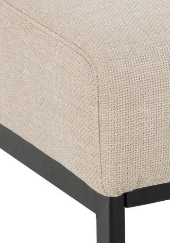 ACT NORDIC Caix skammel, m. lodret syning, rektangulr - beige stof og sort stl (100x61)