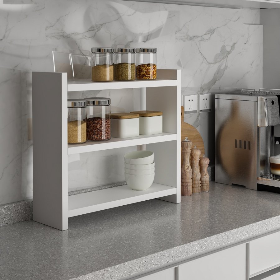 NORDVÄRK Cosmic kkkenhylde, m. 3 hylder - hvid melamin